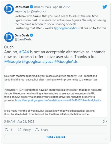 Google: задержки отчетов Universal Analytics в режиме реального времени не будут исправлены