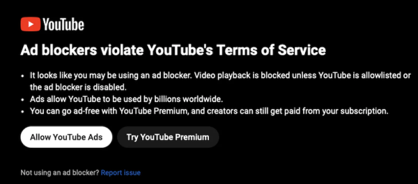 
            YouTube начал ограничивать показ видео пользователям с адблокерами
        