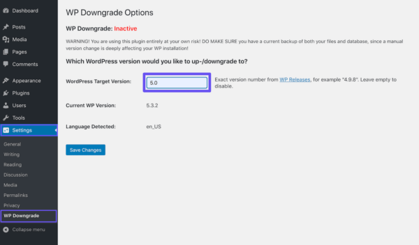 Как откатиться к прошлым версиям WordPress (для решения проблем с плагинами и темами) Как откатиться к прошлым версиям WordPress (для решения проблем с плагинами и темами)
