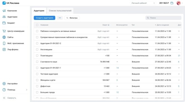В VK Рекламе появился импорт аудиторий из рекламного кабинета ВКонтакте