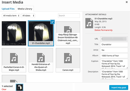 Добавление аудио файлов и создание плейлистов в WordPress Добавление аудио файлов и создание плейлистов в WordPress
