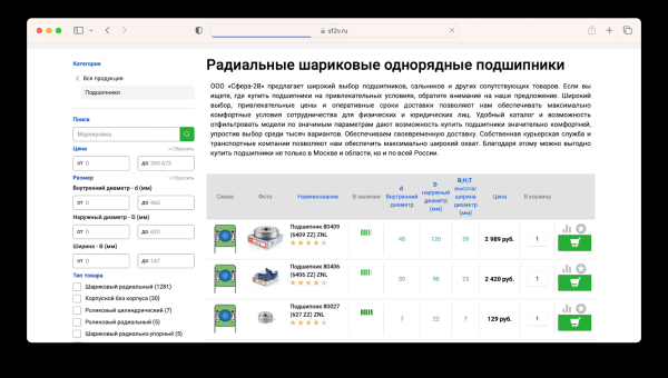 Техническая поддержка и SEO-продвижение интернет-магазина подшипников Техническая поддержка и SEO-продвижение интернет-магазина подшипников
