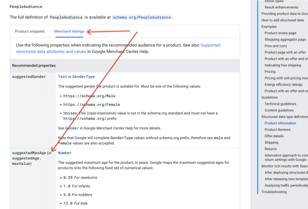 Google начал поддерживать свойство suggestedAge в структурированных данных о товарах