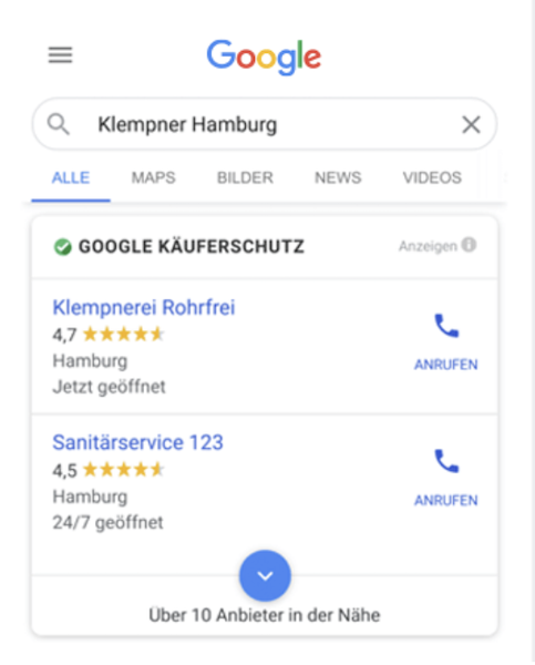 
            Google начал показывать по 3 результата в Local Services Ads
        