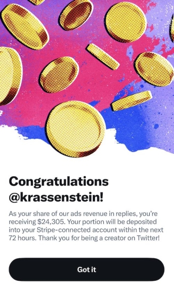 Twitter начал делиться с авторами рекламными доходами
Twitter начал делиться с авторами рекламными доходами