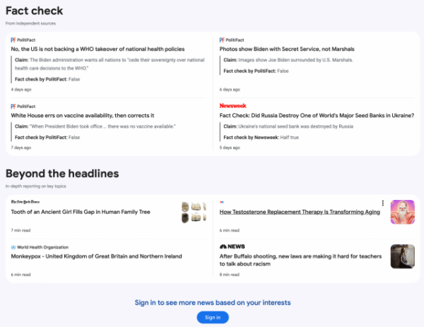 Google тестирует новый дизайн Google News Google тестирует новый дизайн Google News