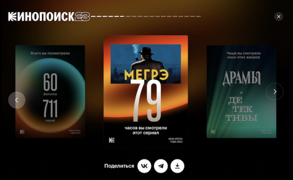 Кинопоиск покажет персональные итоги года
Кинопоиск покажет персональные итоги года