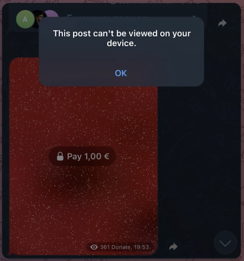 Telegram отключил платные посты на iOS-устройствах
Telegram отключил платные посты на iOS-устройствах